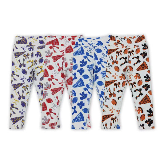 4 Colors Go Team Cheer Bows Print Girls Bottom Yoga Legging Pants Sisters Wear