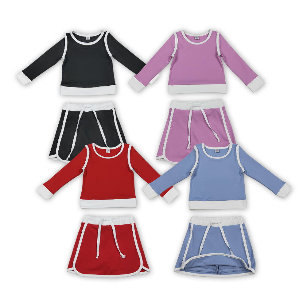 4 Colors Long Sleeve Top Skirts Shorts Girls Yoga Clothes Set Sisters Wear
