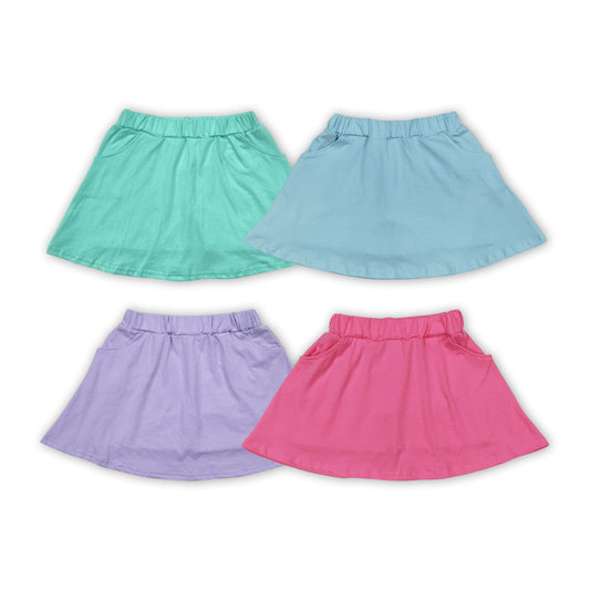 4 Colors Solid Cotton Girls Bottom Skirts Shorts Sisters Wear