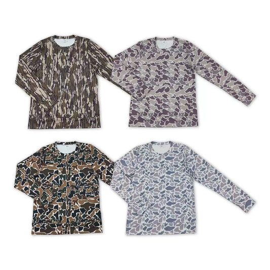 4 Colors Adult Camo Print Woman Long Sleeve Yoga Tee Shirts Top