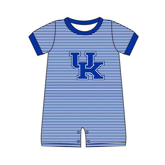 (Custom Design Preorder MOQ 5) Team's Kentucky Stripes Print Baby Boys Summer Romper
