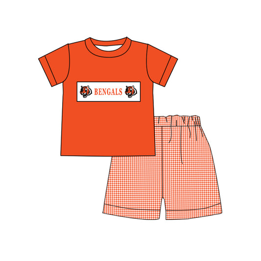 (Custom Design Preorder MOQ 5)  Team's BENGALS Print Boys Summer Clothes Set