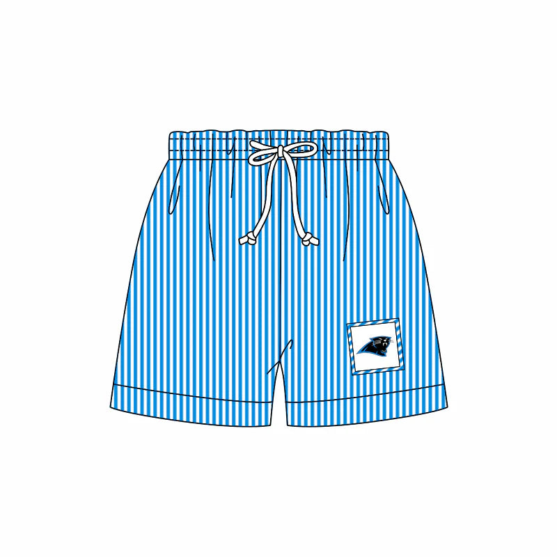 (Custom Design Preorder MOQ 5) Team's Panthers Stripes Print Boys Swim Trunks