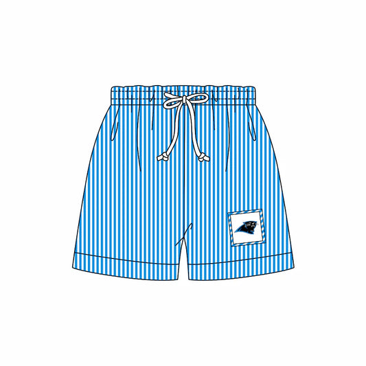 (Custom Design Preorder MOQ 5) Team's Panthers Stripes Print Boys Swim Trunks
