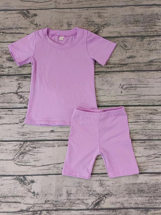 (Custom Design Preorder MOQ 5)  Purple Color Kids Summer Clothes Set