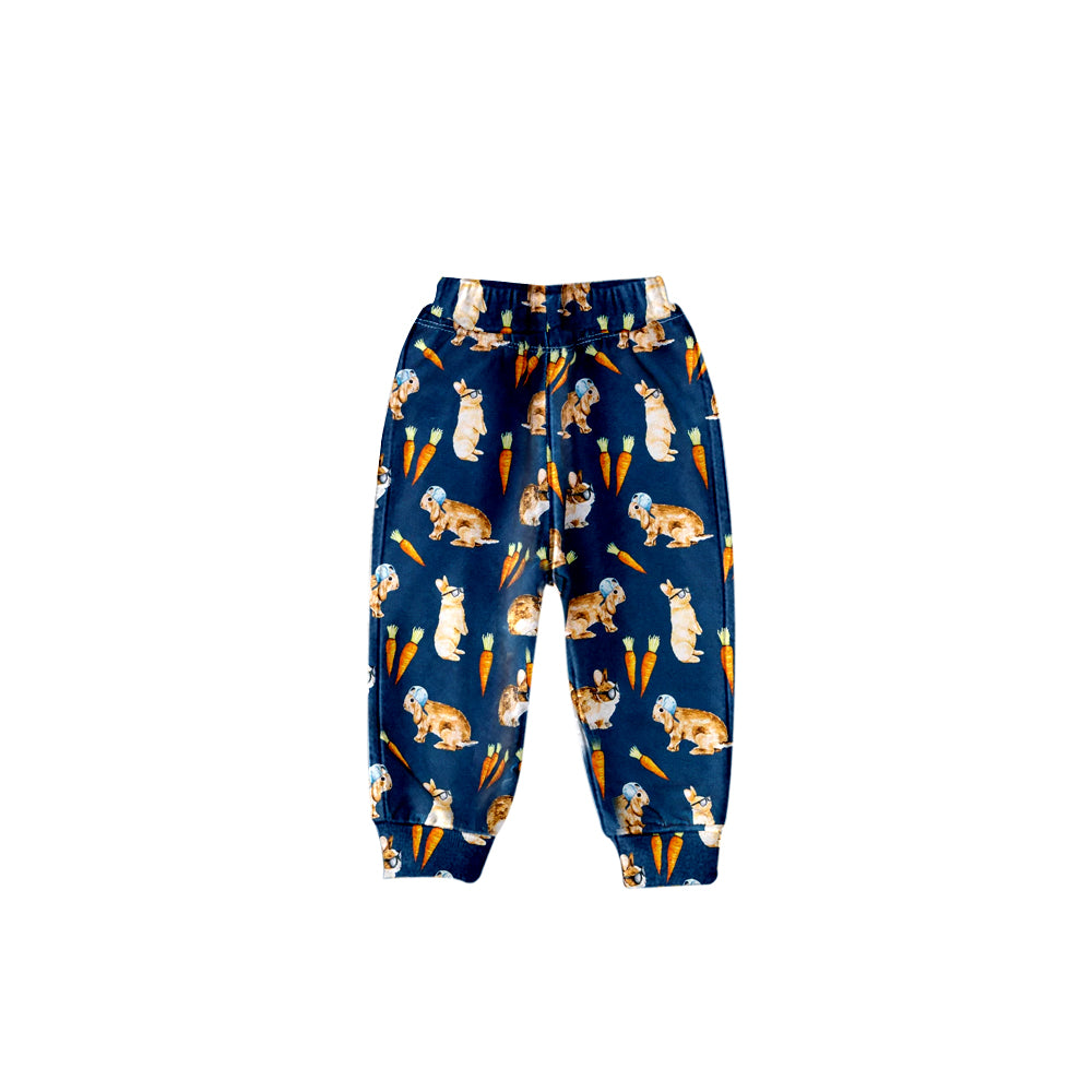 (Custom Design MOQ 5) NO.4 Bunny Carrot Print Kids Easter Pants