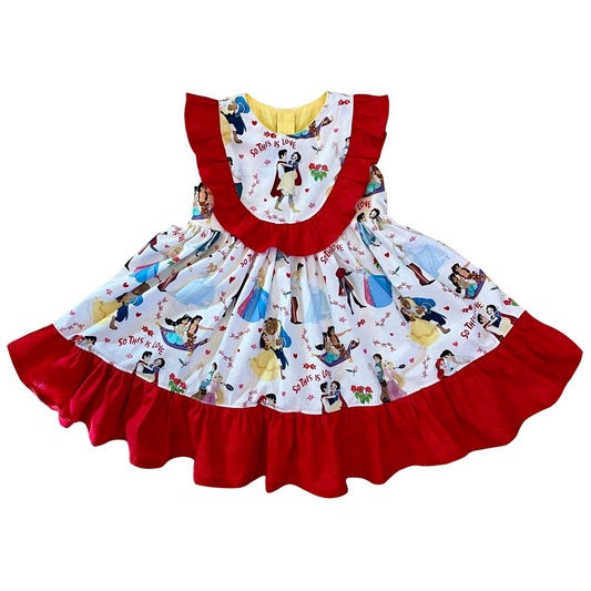 (Split Order Preorder) Deadline November 28 Cartoon Princess Print Girls Knee Length Dress