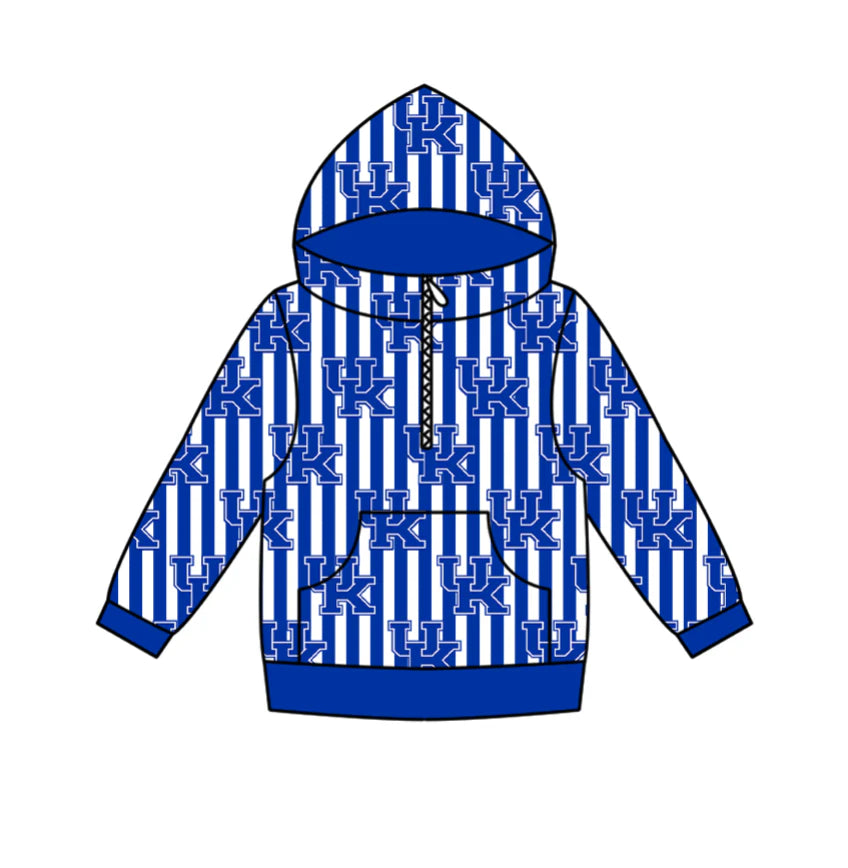 (Custom Design Preorder MOQ 5 Each Design) Team's Kentucky Print Hoodie Zipper Top Mom and Me Matching Clothes