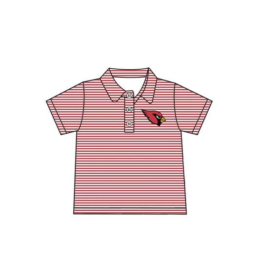 (Custom Design Preorder MOQ 5 Each Item)Team's Louisville Red Stripes Print Polo Top Mom and Me Matching Clothes