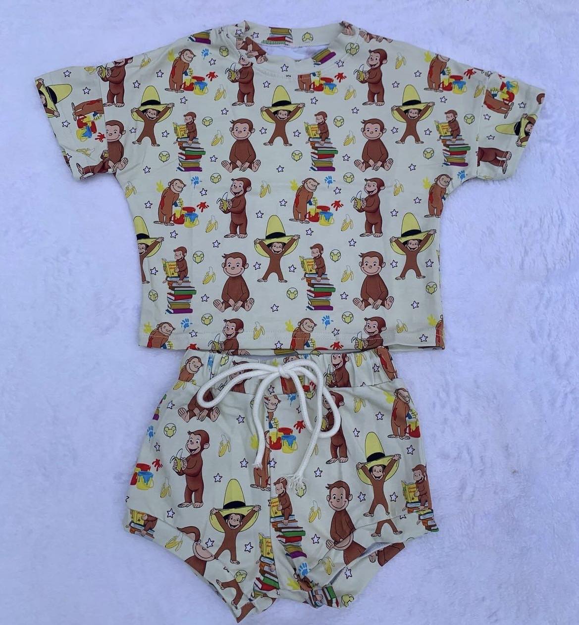 (Custom Design Preorder MOQ 5) Monkey Print Baby Summer Bummie Set