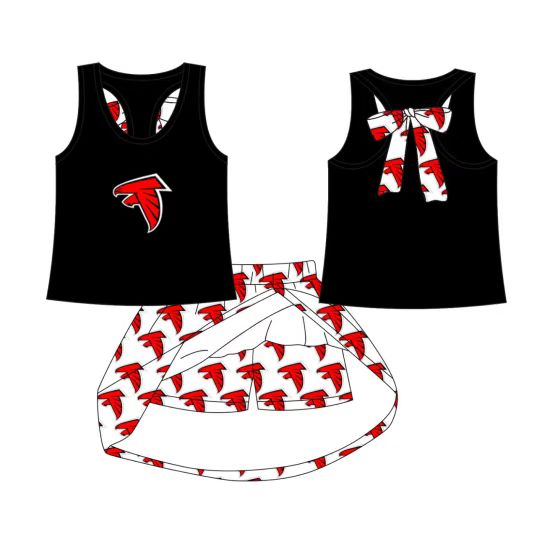 (Custom Design Preorder MOQ 5) Team's Falcons Top Skirts Shorts Girls Summer Clothes Sets