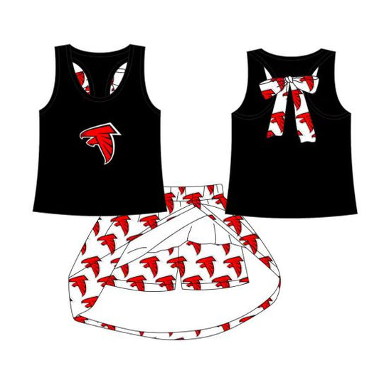 (Custom Design Preorder MOQ 5) Team's Falcons Top Skirts Shorts Girls Summer Clothes Sets