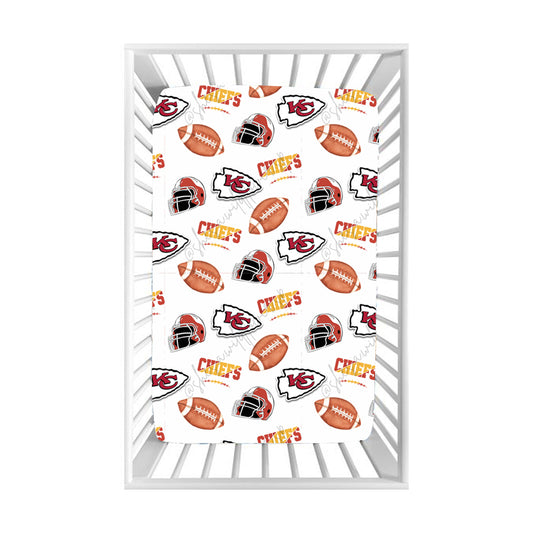 (Custom Design Preorder MOQ 5) Team's KC White Print Baby Bed Sheets