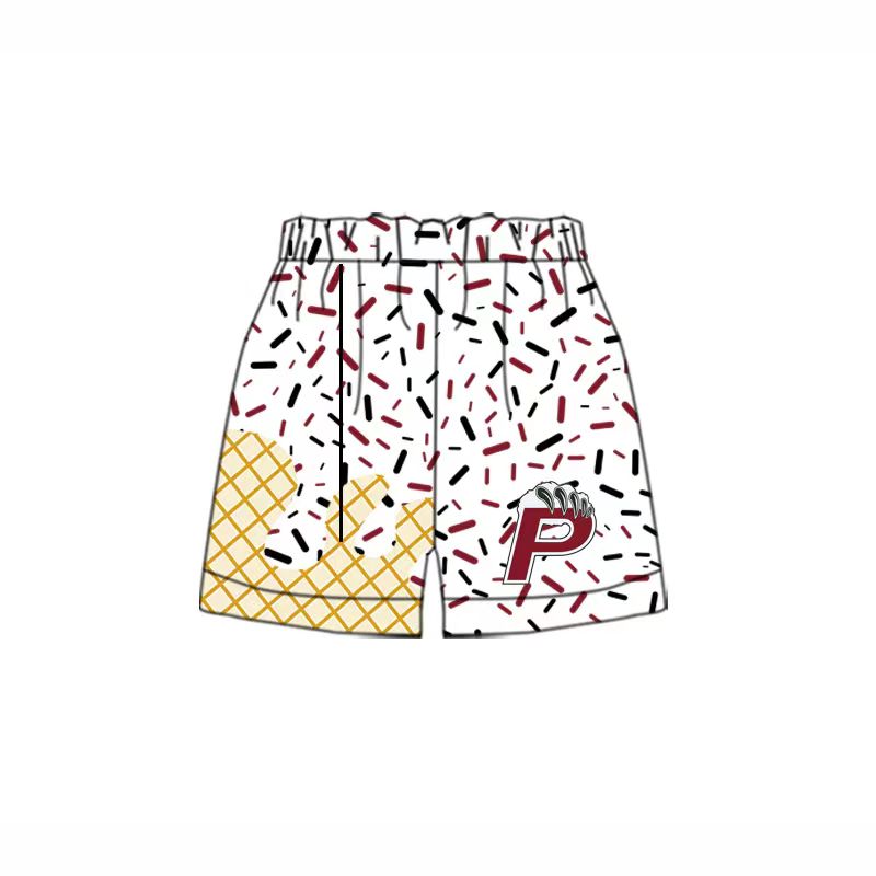 (Custom Design Preorder MOQ 5 Each Item) Team's P Sprinkles Print Summer Bottom Shorts Mom and Me Matching Clothes