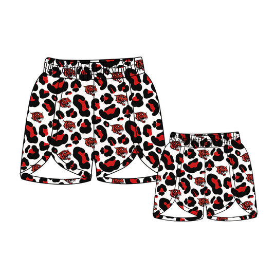 (Custom Design Preorder MOQ 5 Each Item) Team's Tigers Leopard Print Summer Bottom Shorts Mom and Me Matching Clothes