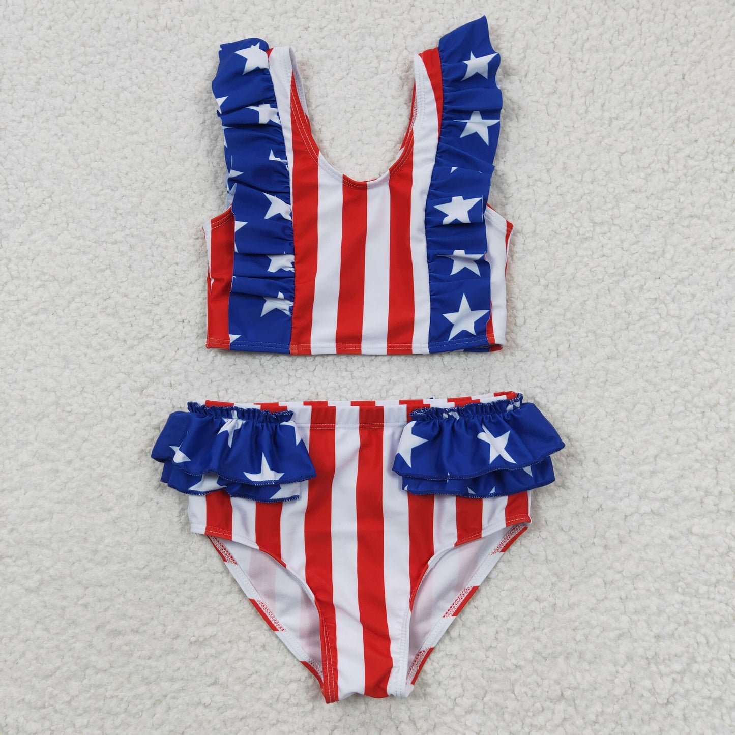 Stars Stripes Print Sibling Matching 4th of July Swimsuits