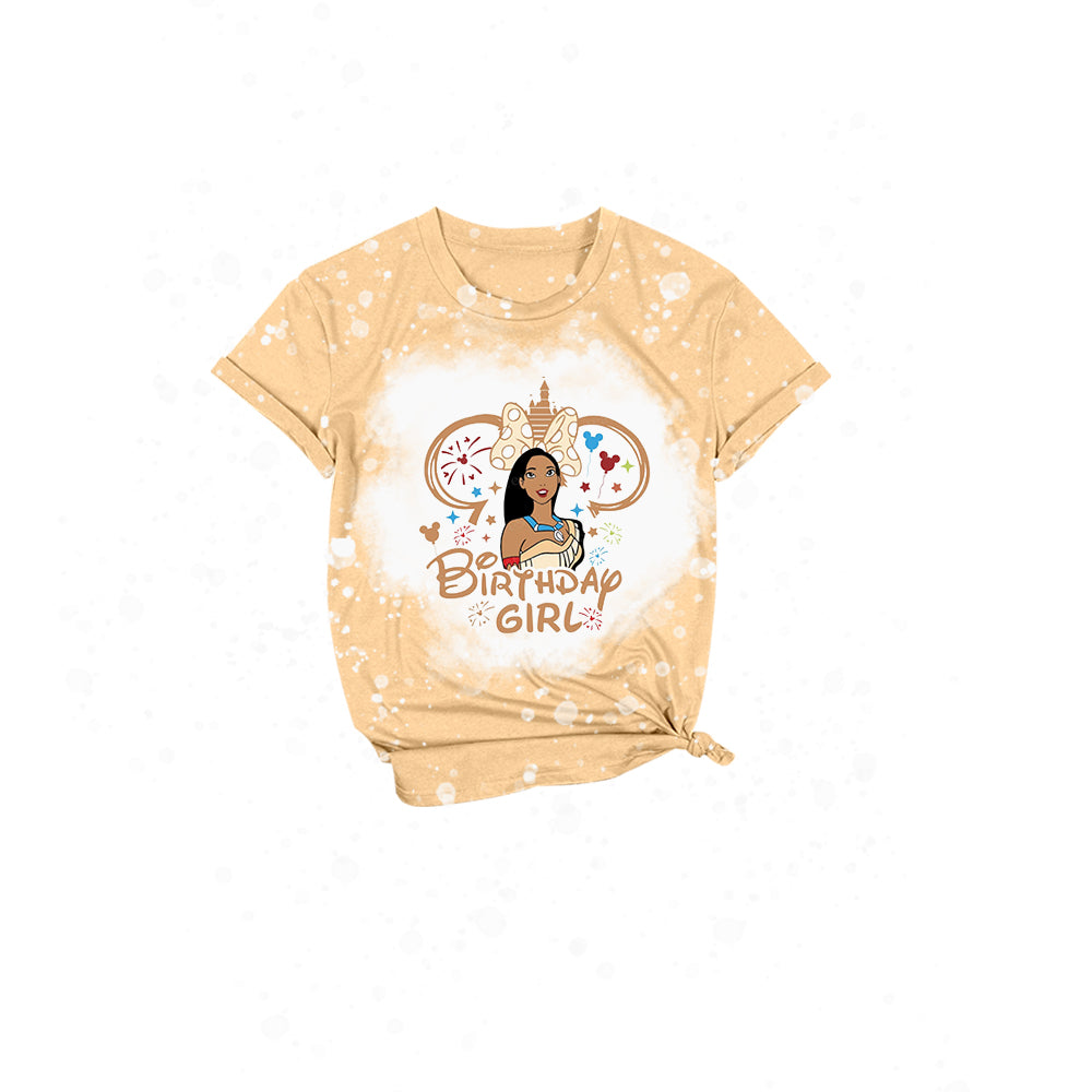 (Custom Design Preorder MOQ 5) Cartoon Princess Print Girls Summer Tee Shirts Top