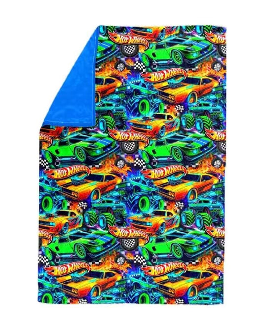 (Custom Design Preorder MOQ 5)  Monster Trucks Print Baby Boys Blue Blanket