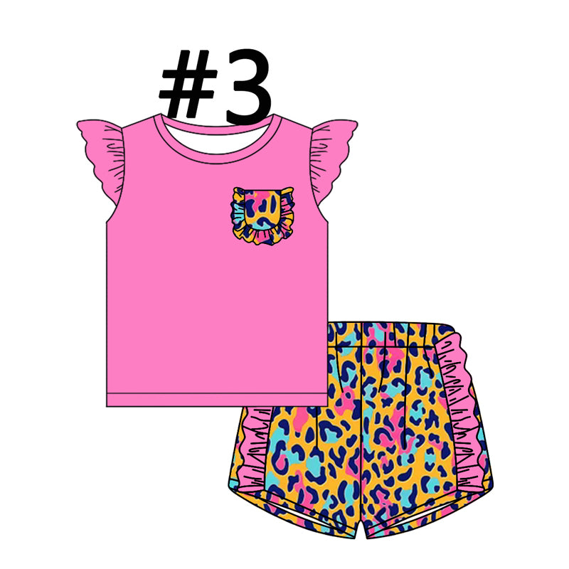 12.14(Custom Design Preorder MOQ 5 Each Design) 1-5 Colors Leopard Print Girls Summer Matching Clothes Sisters Wear