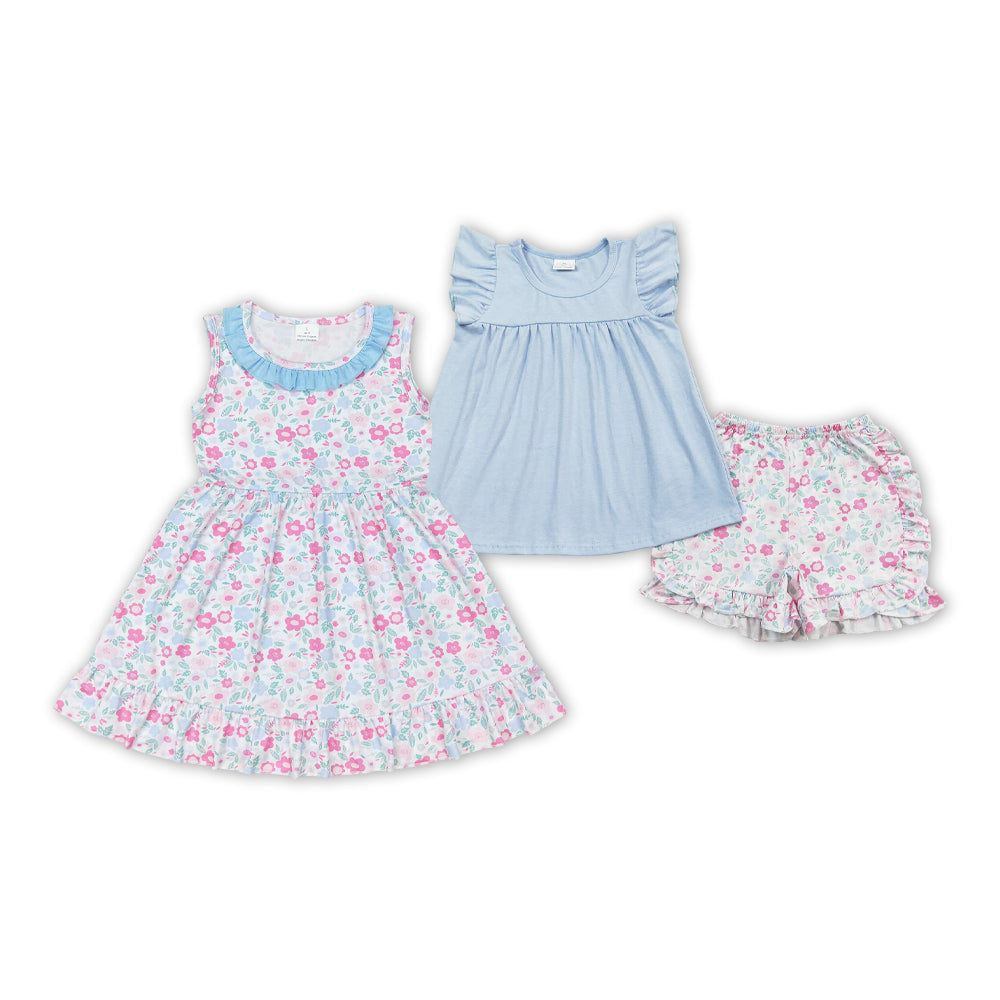 Flowers Print Sisters Summer Matching Clothes