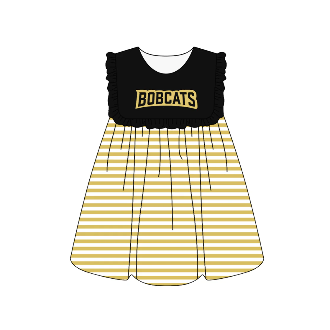 (Custom Design Preorder MOQ 5) Team's BOBCATS Print Girls Knee Length Dress