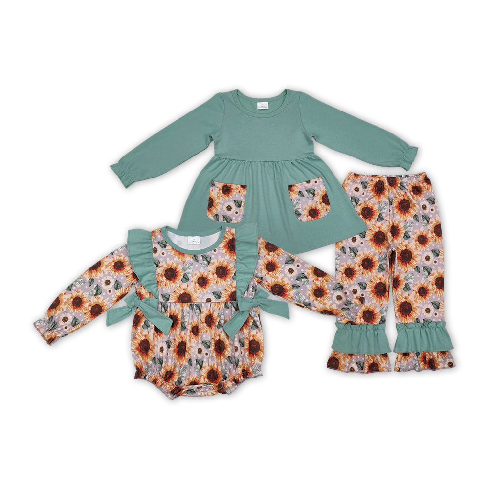 Sunflowers Print Sisters Fall Matching Clothes