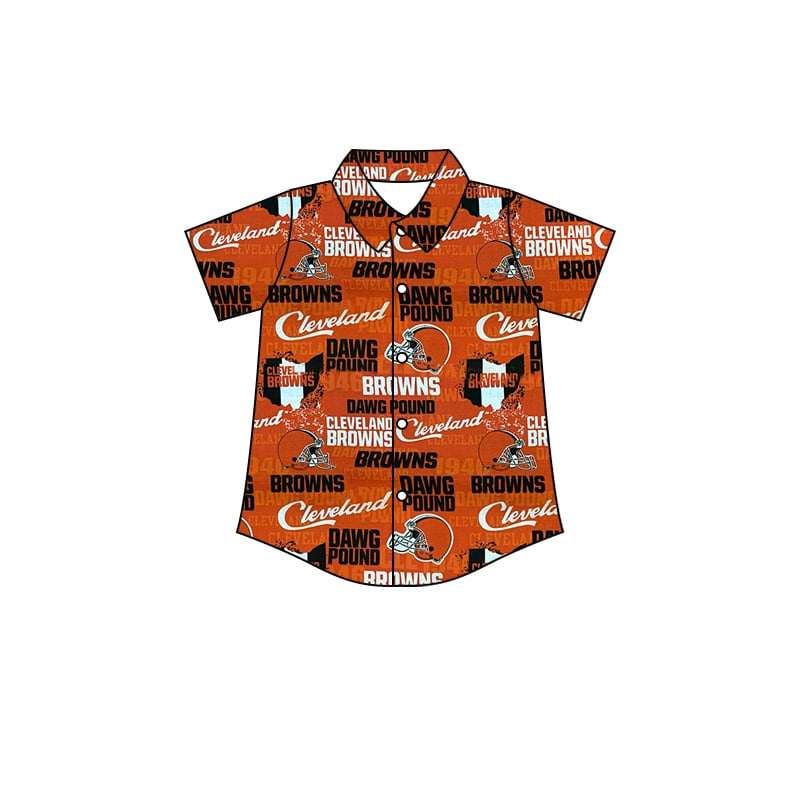 (Custom Design Preorder MOQ 5) Team's Browns Print Boys Summer Tee Shirts Top