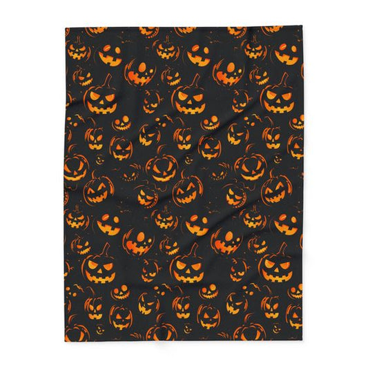 (Custom Design Preorder MOQ 5)  Pumpkin Face Print Baby Halloween Blanket