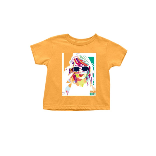 (Custom Design Preorder MOQ 5)  Mustard Singer Swiftie Print Girls Summer Tee Shirts Top