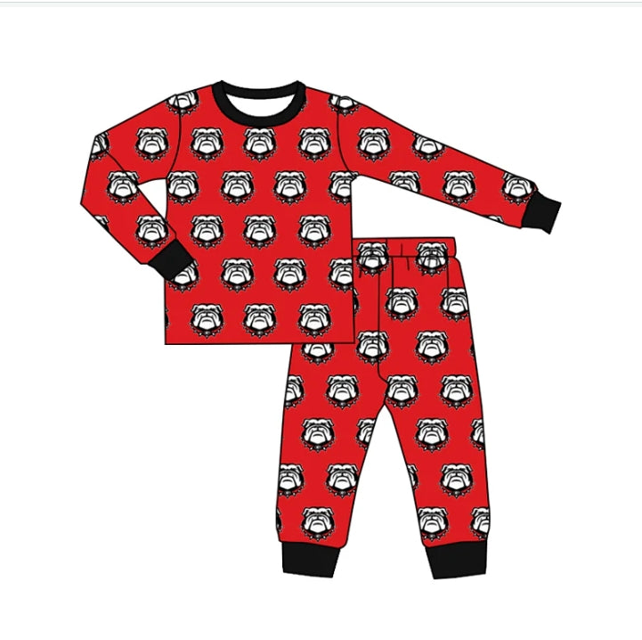 (Custom Design Preorder MOQ 5) Team's Georgia Print Boys Fall Pajamas Clothes Set