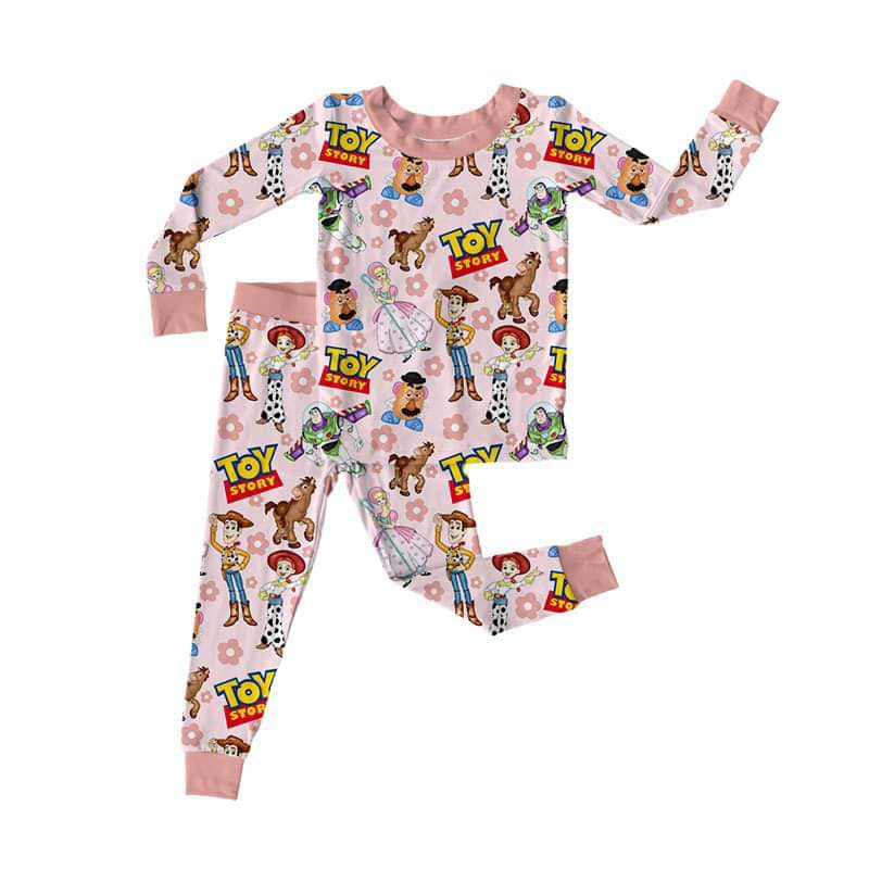 (Split Order Preorder) Deadline November 28 Cartoon Toys Pink Print Girls Pajamas Clothes Set