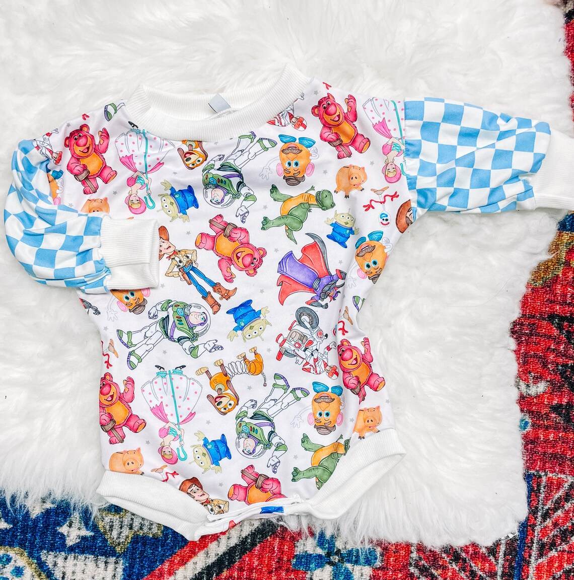 (Custom Design Preorder MOQ 5) Cartoon Characters Print Baby Girls Summer Romper