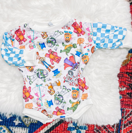 (Custom Design Preorder MOQ 5) Cartoon Characters Print Baby Girls Summer Romper