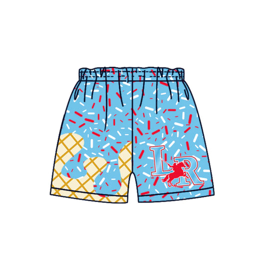 (Custom Design Preorder MOQ 5 Each Design) Team's LR Blue Sprinkles Print Summer Bottom Shorts Mom and Me Matching Clothes