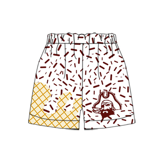 (Custom Design Preorder MOQ 5 Each Item) Team's Pirate Sprinkles Print Summer Bottom Shorts Mom and Me Matching Clothes