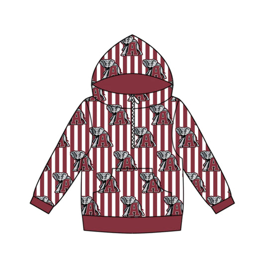 (Custom Design Preorder MOQ 5 Each Design) Team's Alabama Print Hoodie Zipper Top Mom and Me Matching Clothes