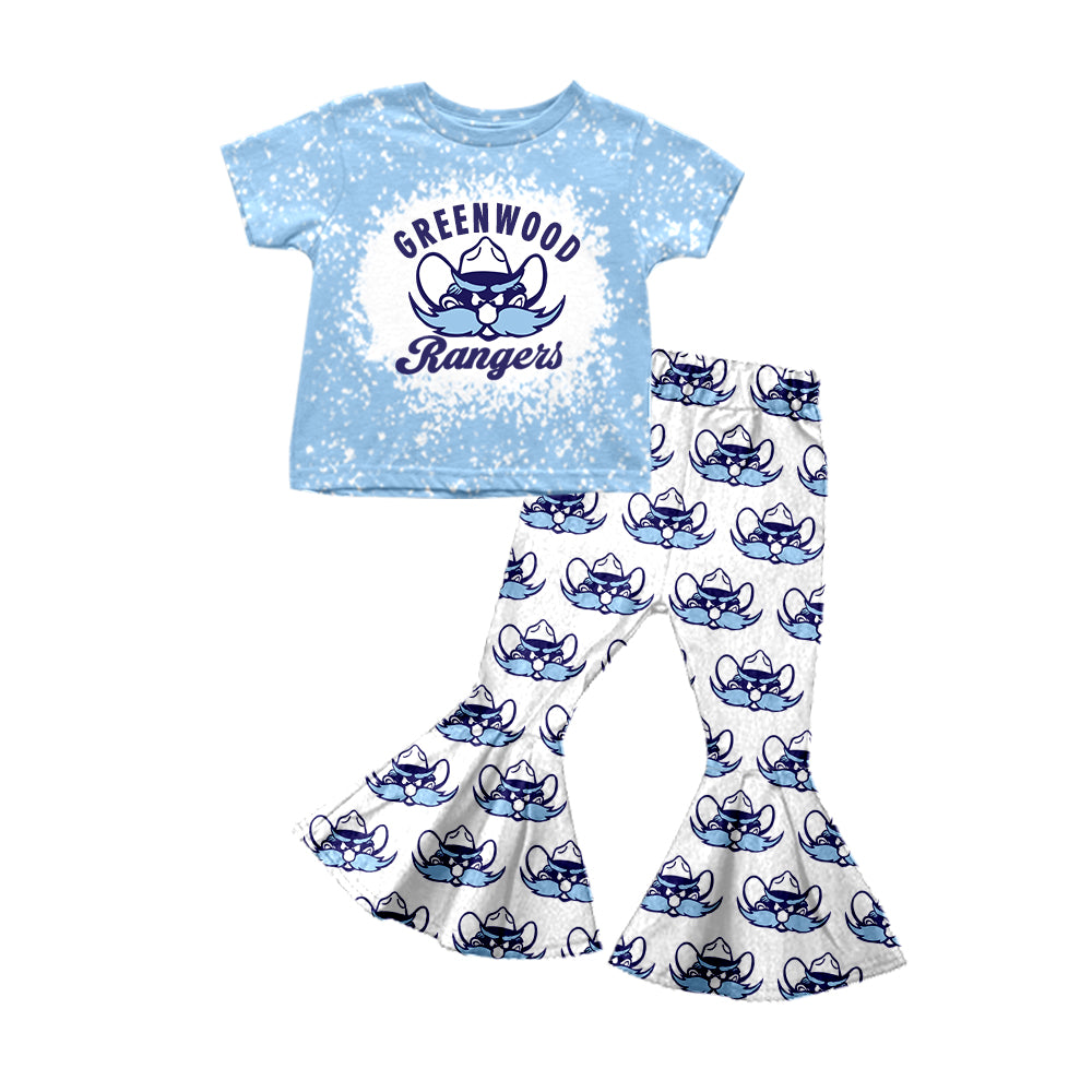 (Custom Design Preorder MOQ 5) Team's Greenwood Rangers Top Bell Pants Girls Clothes Set