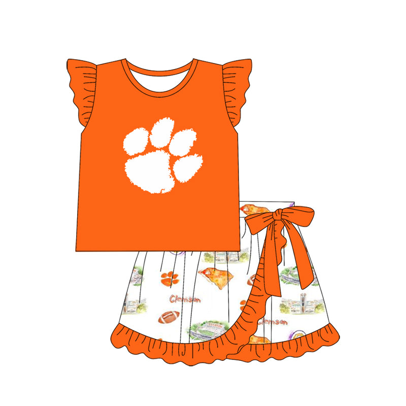 1.7(Custom Design Preorder MOQ 5 Each Design) Team's CLEMSON Print Kids Summer Matching Clothes Sibling Wear