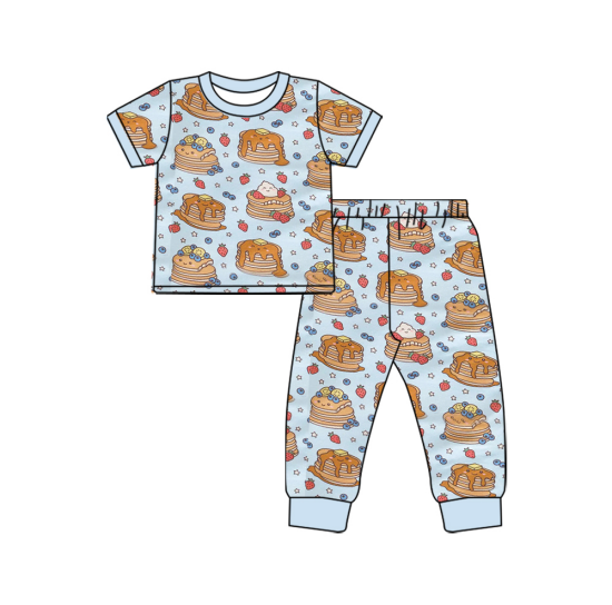 (Custom Design Preorder MOQ 5)  Cake Print Kids Pajamas Clothes Set
