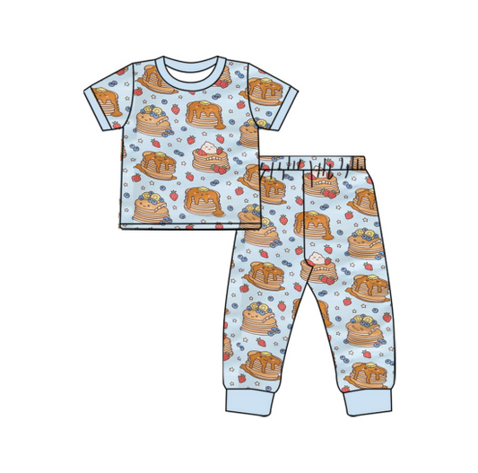 (Custom Design Preorder MOQ 5)  Cake Print Kids Pajamas Clothes Set