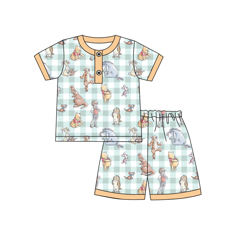 (Custom Design Preorder MOQ 5) Cartoon Animals Print Shorts Boys Summer Pajamas Clothes Set