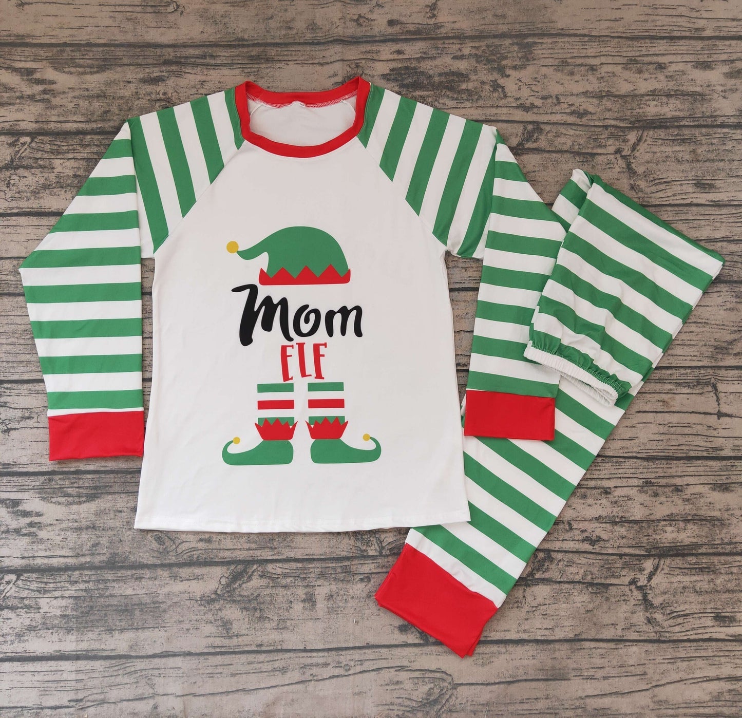 Shelf Green Stripes Print Christmas Family Matching Clothes