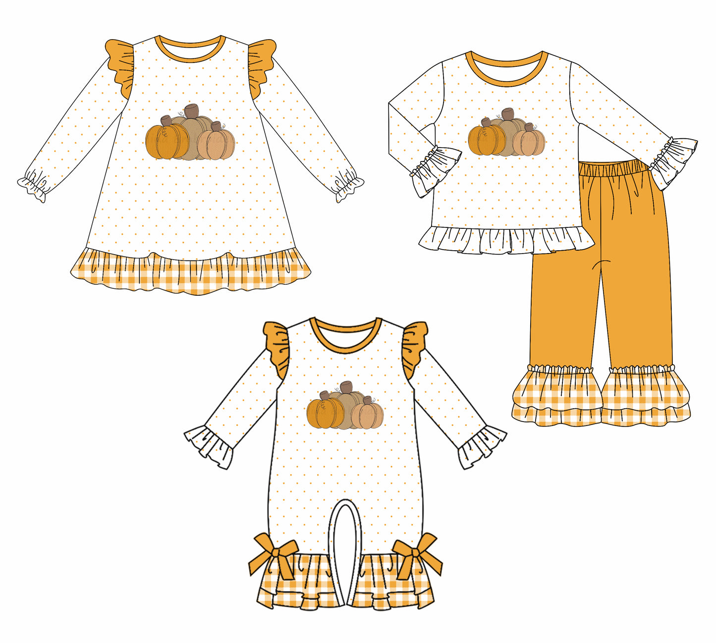 7.10(Custom Design Preorder MOQ 5 Each Design) Pumpkin Print Girls Fall Matching Clothes Sisters Wear