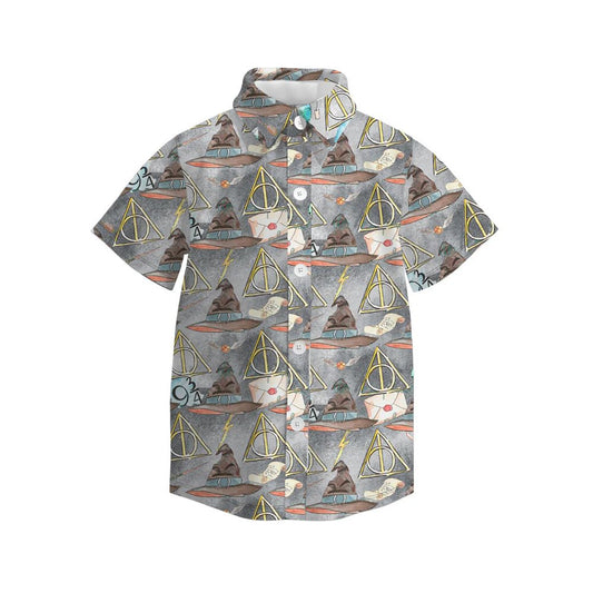 (Custom Design Preorder MOQ 5) Cartoon Magic Hat Print Boys Summer Tee Shirts Top