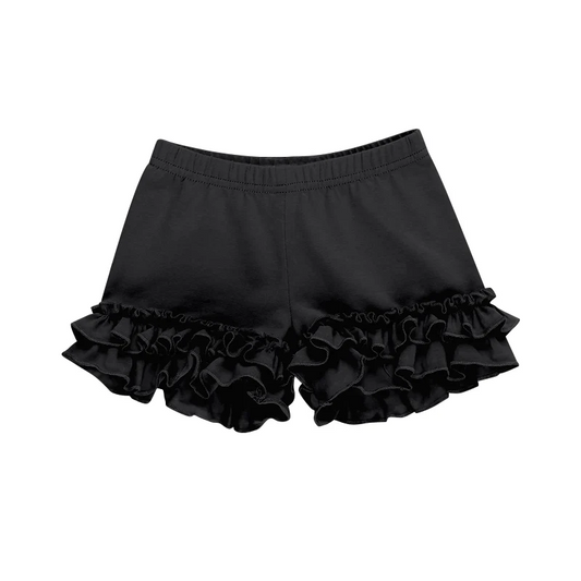 (Custom Design Preorder MOQ 5 ) Black Color Girls Summer Bottom Ruffle Shorts