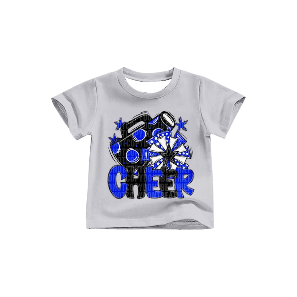 (Custom Design Preorder MOQ 5) D6-29 Cheer Blue Star Top Blue Bell Jeans Girls Clothes Set