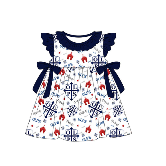 (Custom Design Preorder MOQ 5) Team's Patriots OLPS Print Girls Knee Length Dress
