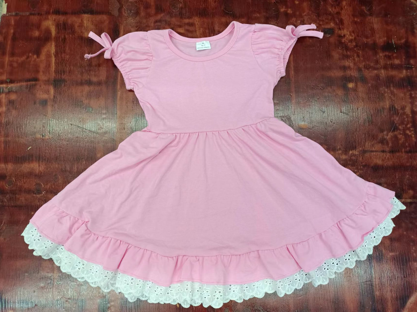 (Custom Design Preorder MOQ 5) Pink Colors Girls Knee Length Dress