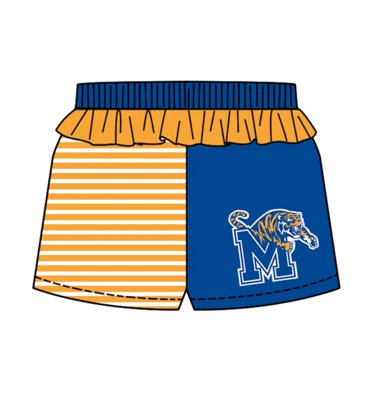 (Custom Design Preorder MOQ 5) Team's Memphis Tigers Stripes Print Girls Summer Bottom Shorts