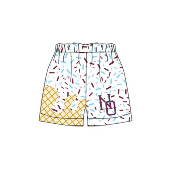 (Custom Design Preorder MOQ 5 Each Item) Team's NO Sprinkles Print Summer Bottom Shorts Mom and Me Matching Clothes